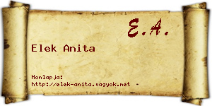 Elek Anita névjegykártya
